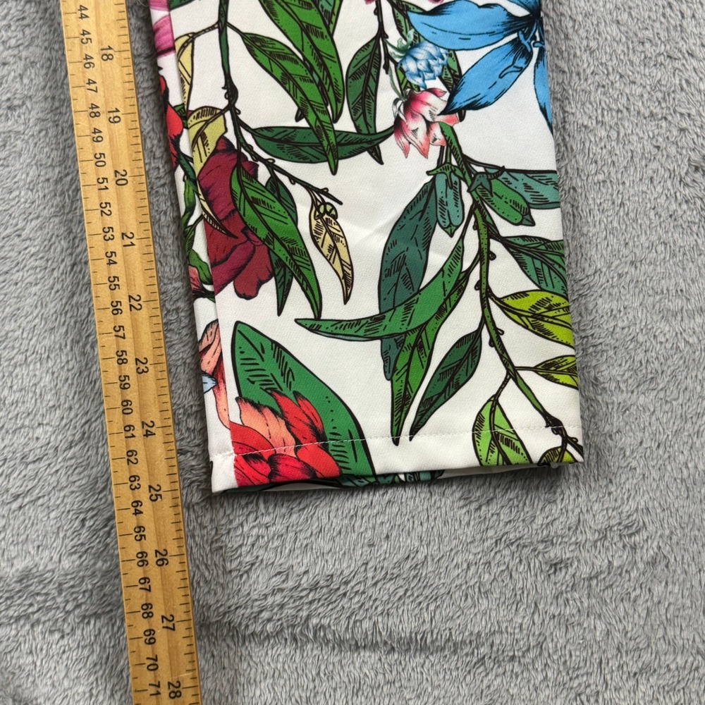 NWT Maia Hemera Made In Italy Floral Print Pants White Multi Color Womens Size M - Picture 5 of 11